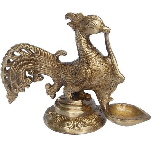 Brass Cock Murga Oil Lamp Deepak 1.5kg